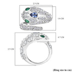 D'Joy Tanzanite, White Zircon & Zambian Emerald Serpentine Ring in Rhodium Overlay Sterling Silver 2.56 Ct._8243915_5