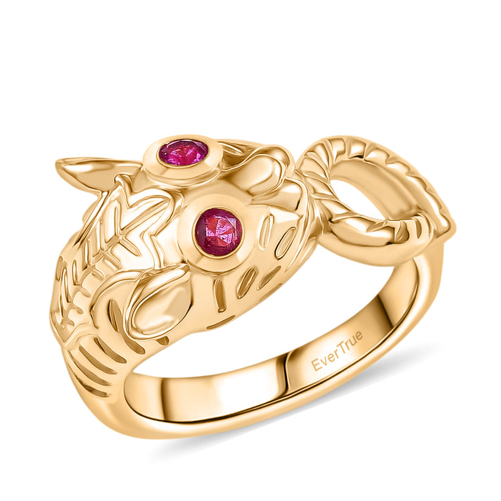 EverTrue African Ruby Panther Ring in Pure Yellow Gold Plated 8243980 1