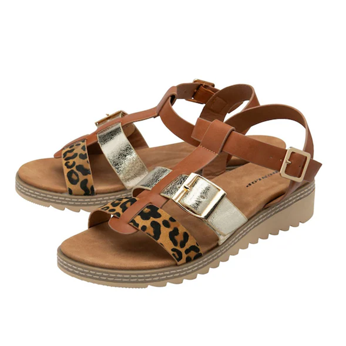 Dunlop Women's Callie Twin Strap T-Bar Buckle Sandals (Size 3) - Tan 8244258 1
