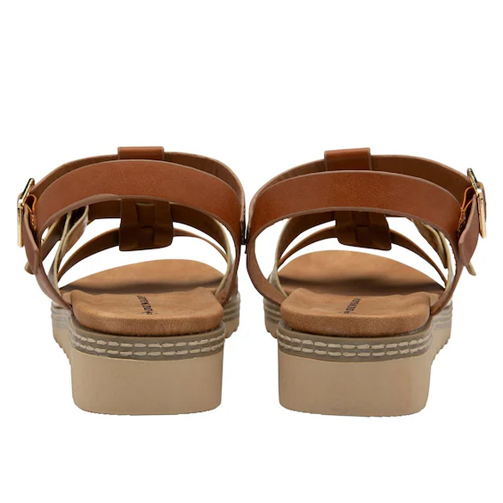 Dunlop Women's Callie Twin Strap T-Bar Buckle Sandals (Size 3) - Tan_8244258_2