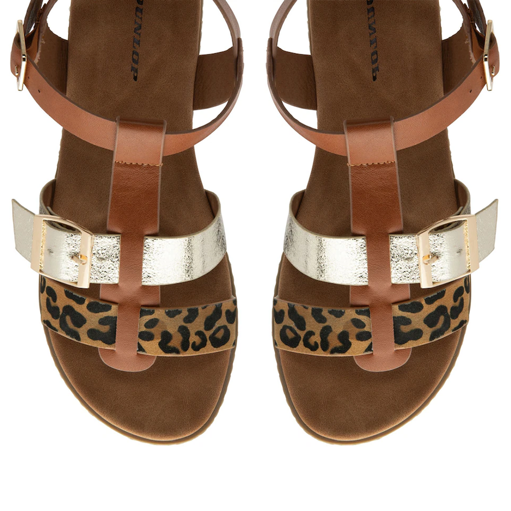 Dunlop Women's Callie Twin Strap T-Bar Buckle Sandals (Size 3) - Tan_8244258_3