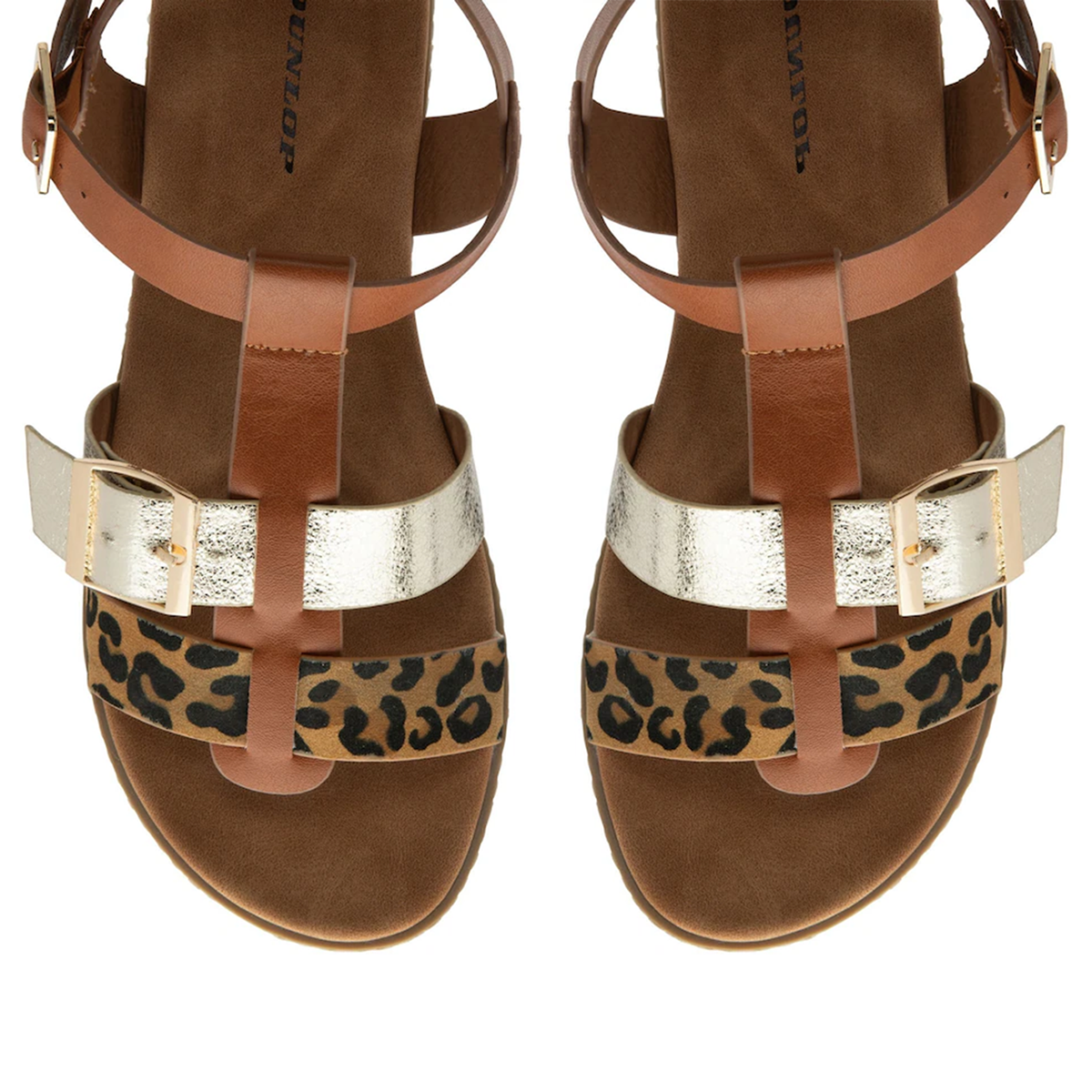 Dunlop Women's Callie Twin Strap T-Bar Buckle Sandals (Size 3) - Tan 8244258 3