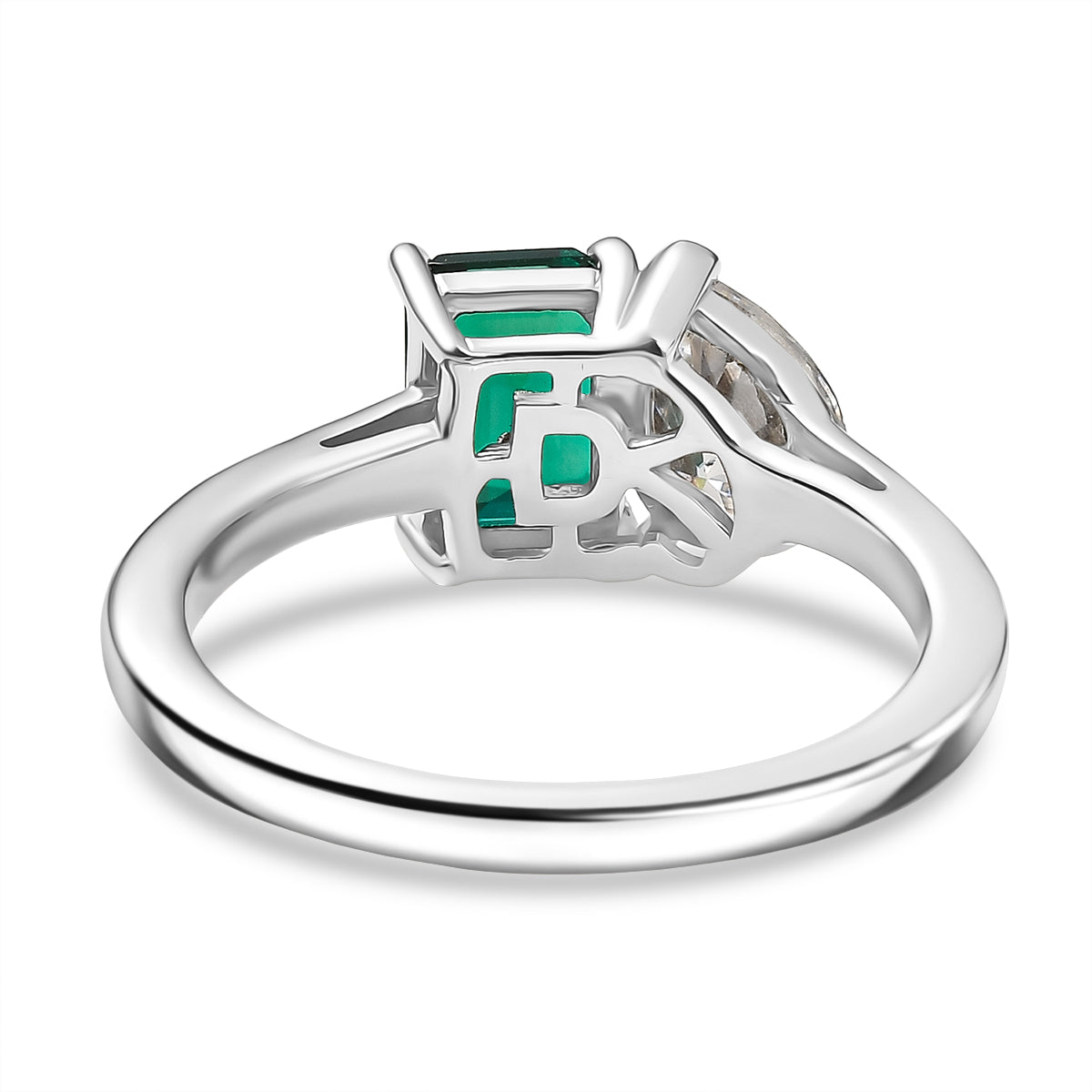 Toi Et Moi D'Joy Lab Grown Emerald, Moissanite Ring in Rhodium Overlay Sterling Silver 1.69 Ct. V32514402 5