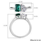 D'Joy - Lab Grown Emerald & Moissanite Toi-et-Moi Ring in Rhodium Overlay Sterling Silver 1.58 Ct._8244399_5