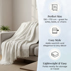 Supersoft Mohair Wool Cozy Mix Blanket with Timeless Appeal (Size 170x130 cm) - Ivory_8244664_2