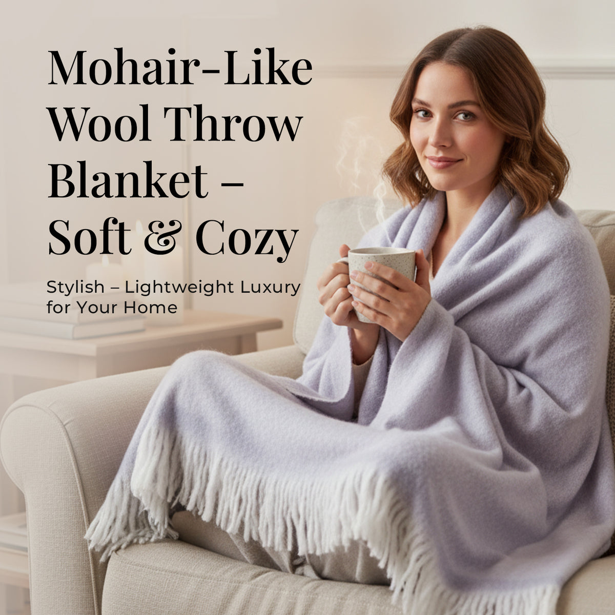 Supersoft Mohair Wool Cozy Mix Blanket with Timeless Appeal (Size 170x130 cm) - Rust 8244668 1