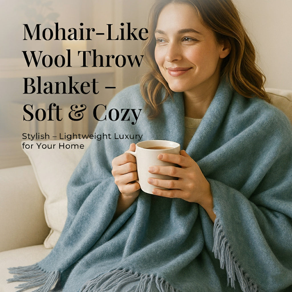 Supersoft Mohair Wool Cozy Mix Blanket with Timeless Appeal (Size 170x130 cm) - Silver Grey_8244669_1