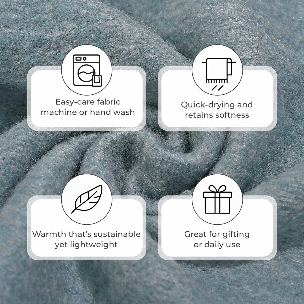 Supersoft Mohair Wool Cozy Mix Blanket with Timeless Appeal (Size 170x130 cm) - Silver Grey_8244669_3