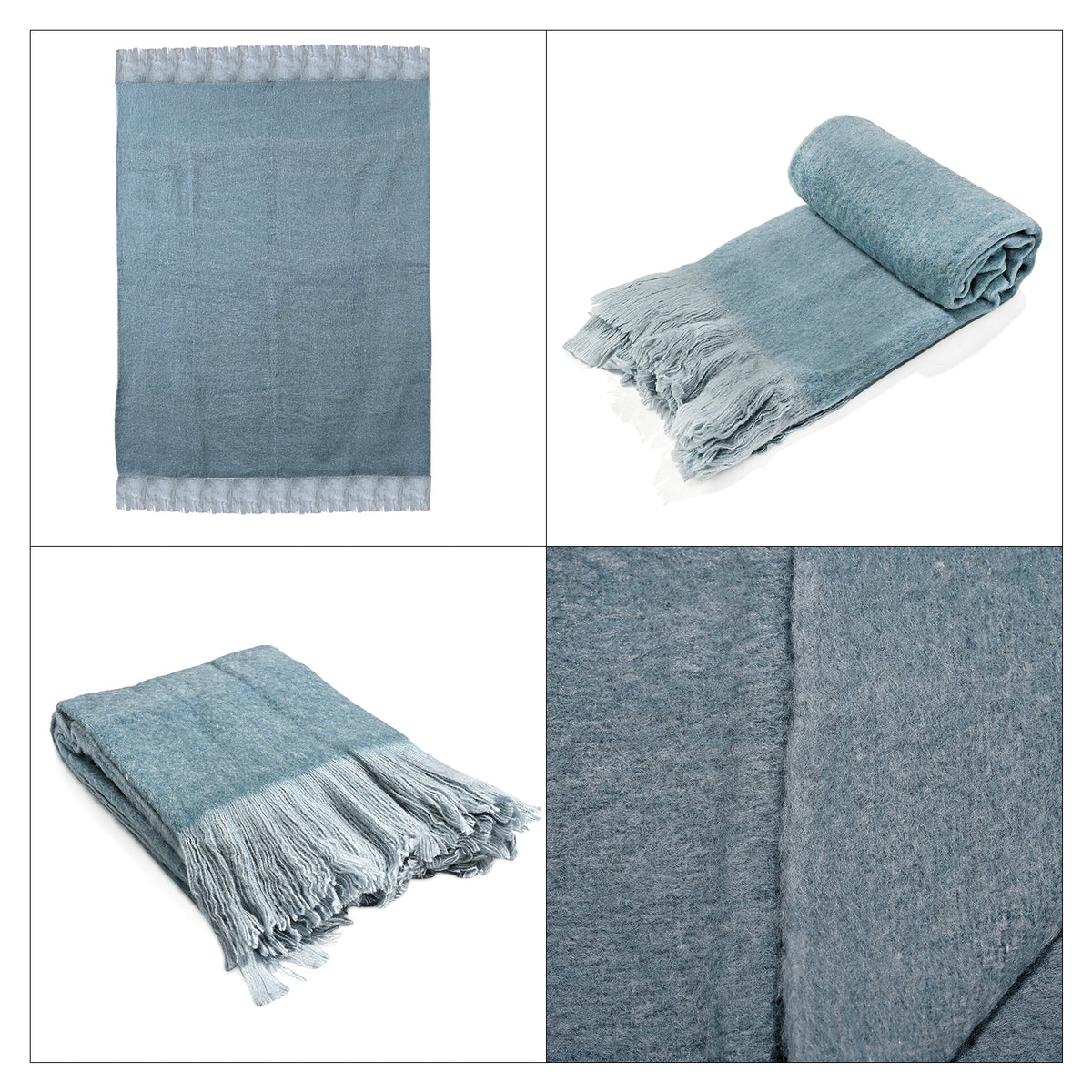 Supersoft Mohair Wool Cozy Mix Blanket with Timeless Appeal (Size 170x130 cm) - Silver Grey 8244669 5
