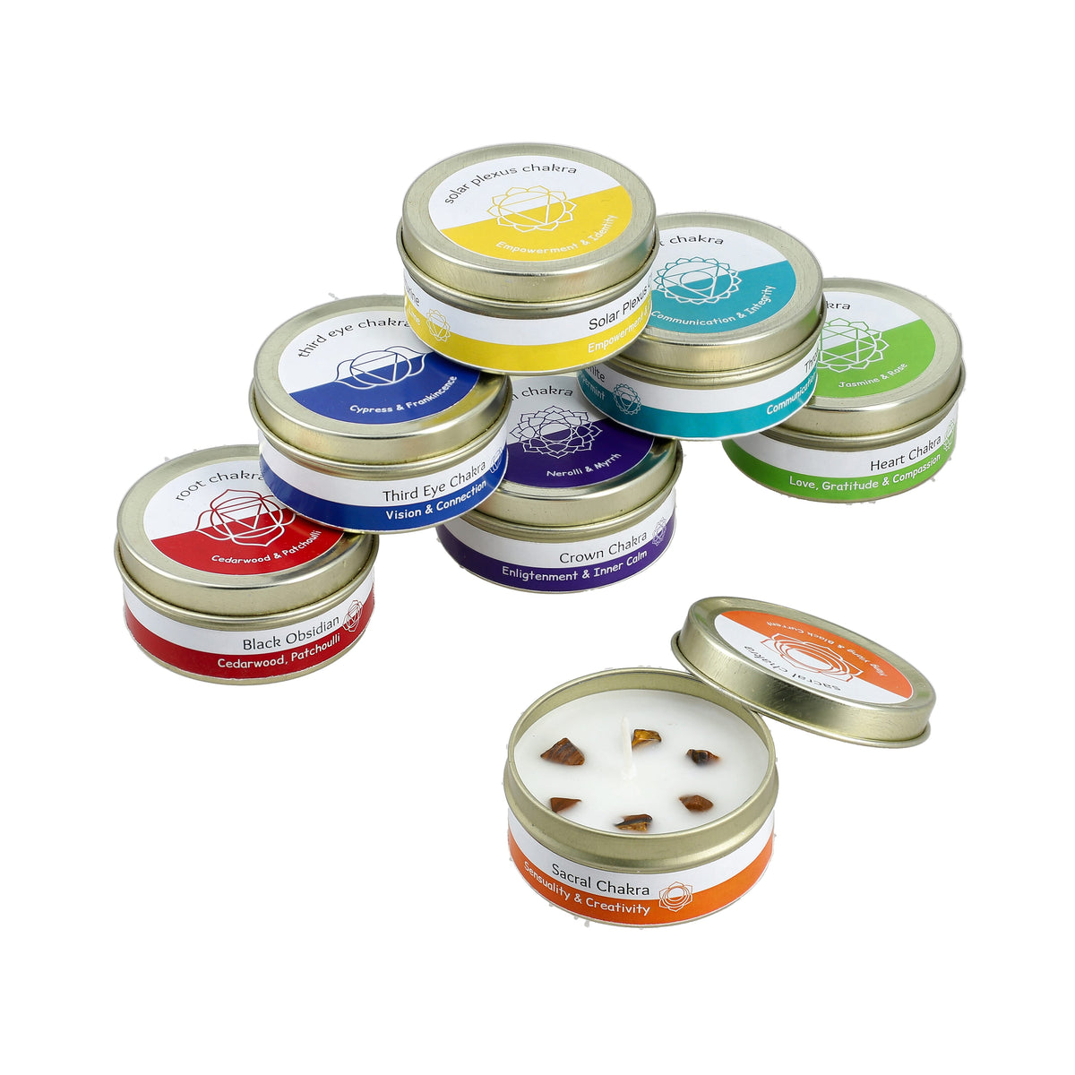 Bliss &amp; Beyond 7 Scented Chakra Gemstone Soy Wax Candles with Gemstone Bracelet V32604701 0