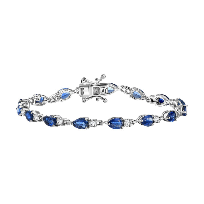 Natural Kashmir Kyanite &amp; Zircon Bracelet (Size 7) in Rhodium Overlay Sterling Silver 9.04 Ct, Silver Wt. 5.20 Gms. 8244929 1
