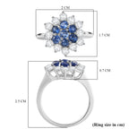 Natural Kashmir Kyanite & White Zircon Cluster Ring in Platinum Overlay Sterling Silver 3.11 Ct._8244954_5