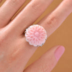 Queen Conch Shell & White Zircon Ring in Rhodium Overlay Sterling Silver 20.80 Ct._8245044_1