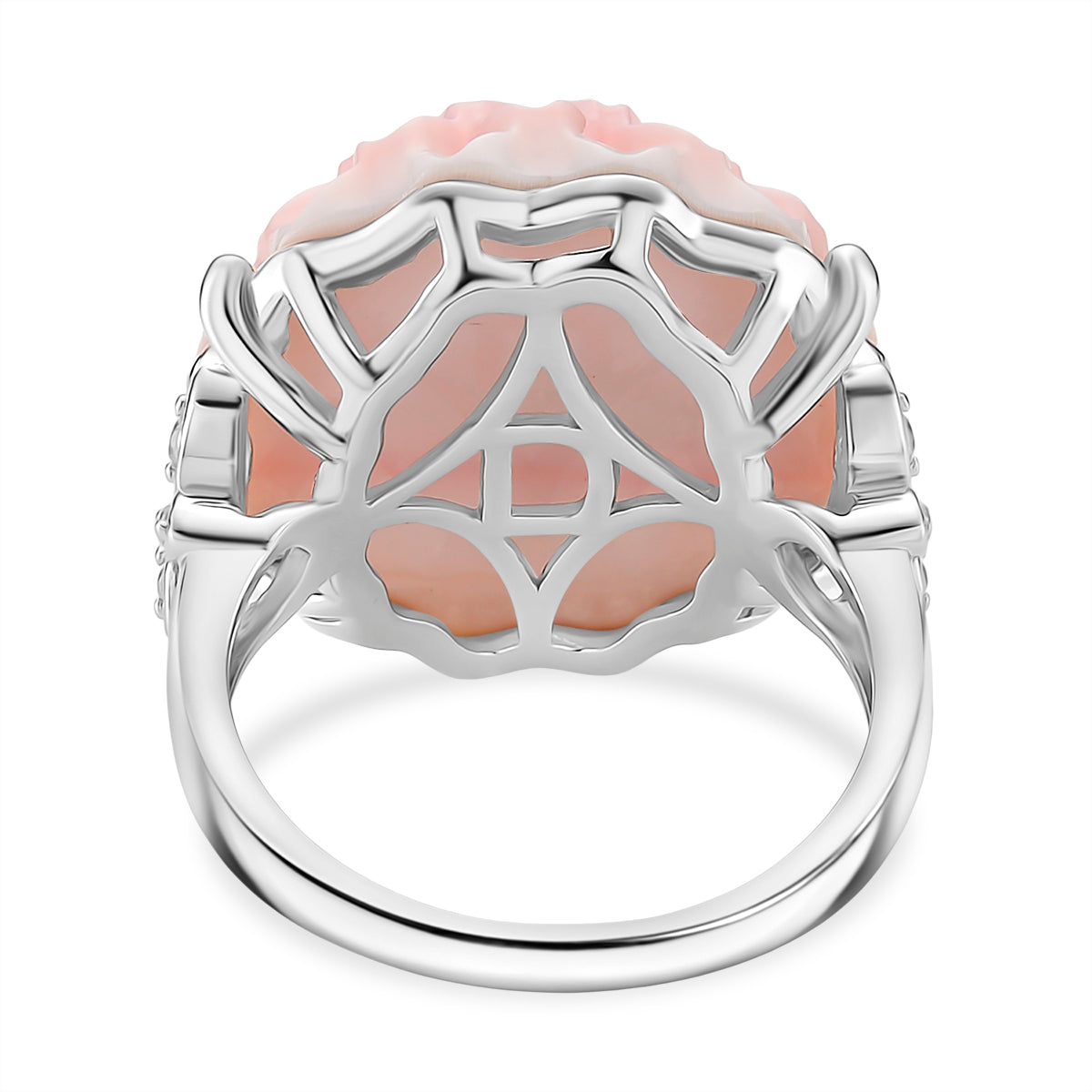 Queen Conch Shell &amp; White Zircon Ring in Rhodium Overlay Sterling Silver 20.80 Ct. 8245044 4