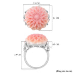 Queen Conch Shell & White Zircon Ring in Rhodium Overlay Sterling Silver 20.80 Ct._8245044_4