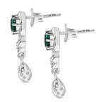 Lab Grown Emerald & White Zircon Dangling Earring in Rhodium Overlay Sterling Silver_8245058_3