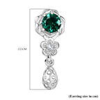 Lab Grown Emerald & White Zircon Dangling Earring in Rhodium Overlay Sterling Silver_8245058_5