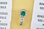 Lab Grown Emerald & White Zircon Dangling Earring in Rhodium Overlay Sterling Silver_8245058_8