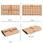 La Marey Genuine Leather Checkered Pattern RFID Crossbody Wallet - Dark Beige_8245115_4
