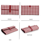 La Marey Genuine Leather Checkered Pattern RFID Crossbody Wallet - Red_8245116_4