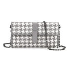 La Marey Genuine Leather Checkered Pattern RFID Crossbody Wallet - Grey_8245118