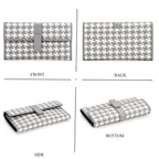 La Marey Genuine Leather Checkered Pattern RFID Crossbody Wallet - Grey_8245118_4