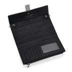 La Marey Genuine Leather Checkered Pattern RFID Crossbody Wallet - Grey_8245118_5