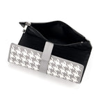 La Marey Genuine Leather Checkered Pattern RFID Crossbody Wallet - Grey_8245118_6