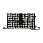 La Marey Genuine Leather Checkered Pattern RFID Crossbody Wallet  - Black_8245120