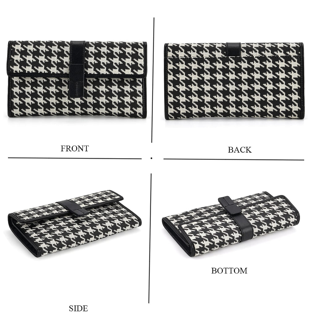 La Marey Genuine Leather Checkered Pattern RFID Crossbody Wallet  - Black_8245120_4