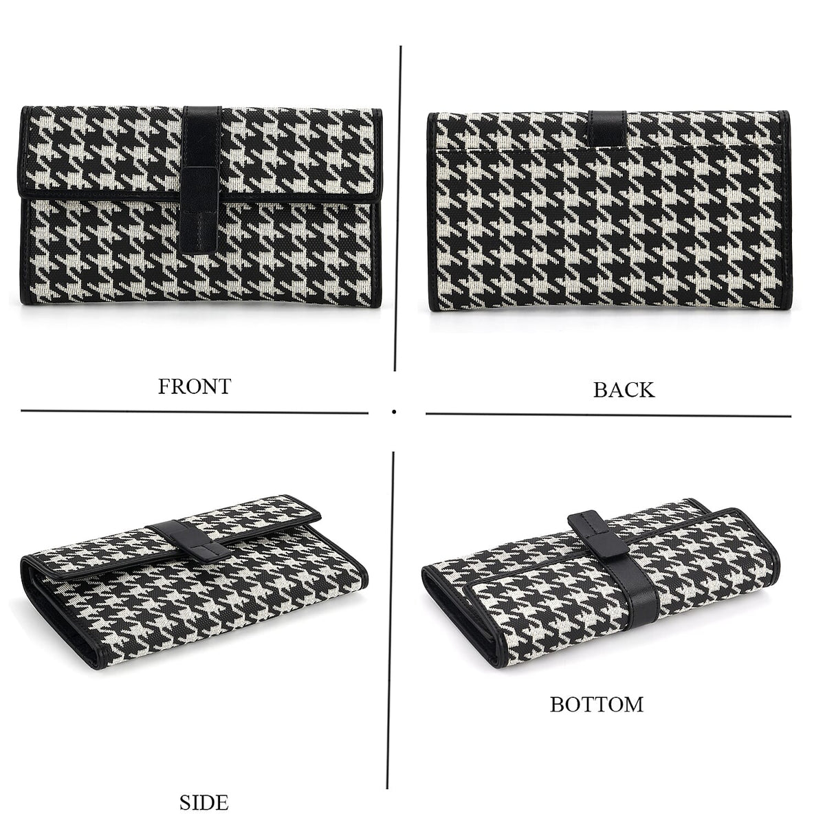 La Marey Genuine Leather Checkered Pattern RFID Crossbody Wallet  - Black V32514482 5