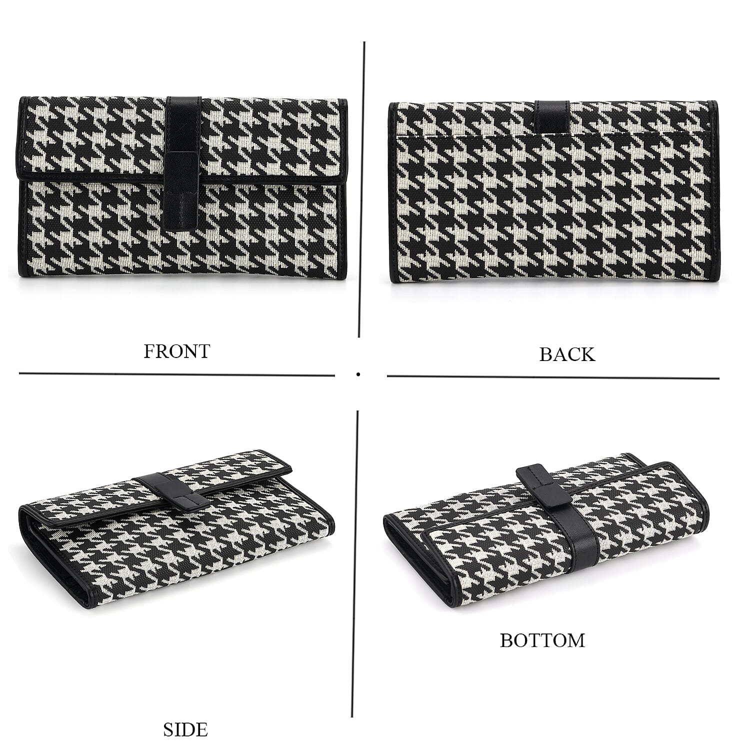 La Marey Genuine Leather Checkered Pattern RFID Crossbody Wallet  - Black V32514482 5