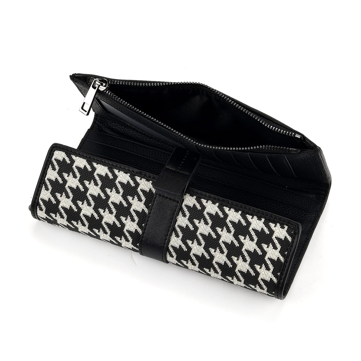 La Marey Genuine Leather Checkered Pattern RFID Crossbody Wallet  - Black V32514482 7
