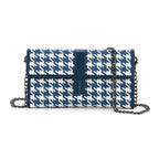 La Marey Genuine Leather Checkered Pattern RFID Crossbody Wallet  - Blue_8245121