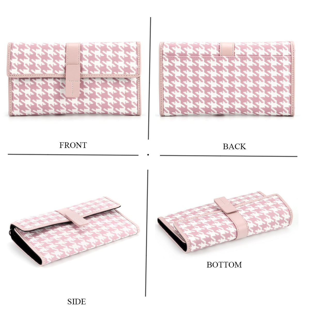 La Marey Genuine Leather Checkered Pattern RFID Crossbody Wallet  - Pink V32534385 5