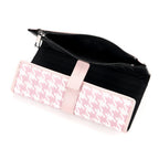 La Marey Genuine Leather Checkered Pattern RFID Crossbody Wallet  - Pink_8245124_6