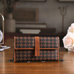 La Marey Genuine Leather Checkered Pattern RFID Crossbody Wallet  - Brown_8245125_1
