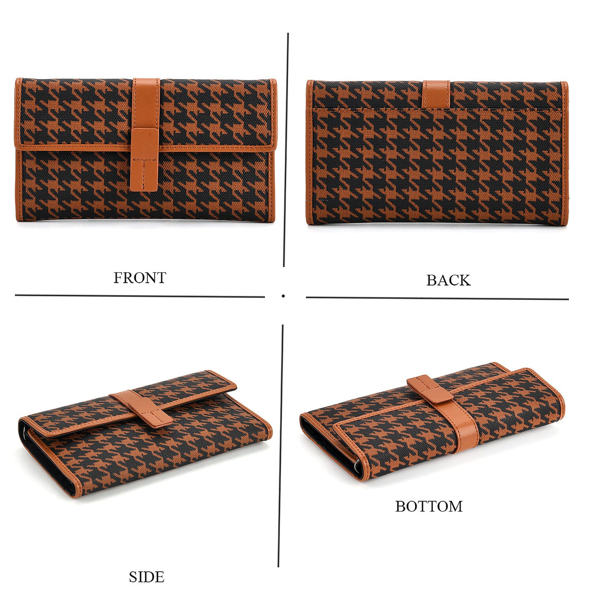 La Marey Genuine Leather Checkered Pattern RFID Crossbody Wallet  - Brown V32525742 5