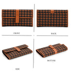 La Marey Genuine Leather Checkered Pattern RFID Crossbody Wallet  - Brown_8245125_4
