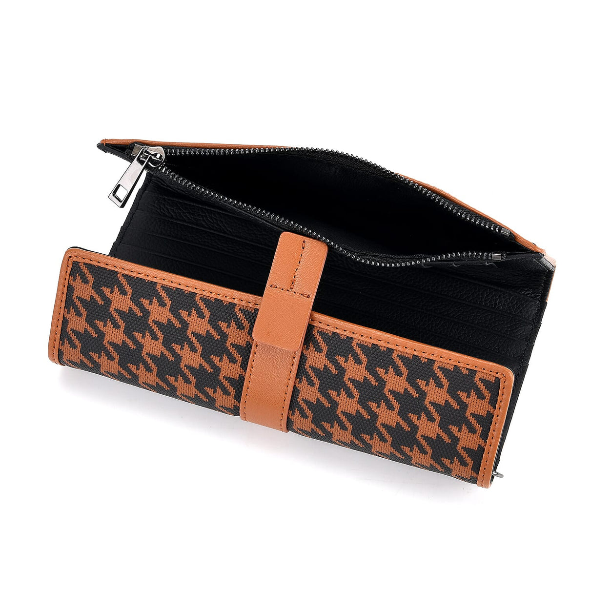 La Marey Genuine Leather Checkered Pattern RFID Crossbody Wallet  - Brown V32525742 7