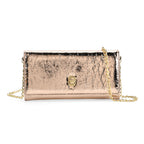 La Marey Signature Genuine Leather RFID Protected B Letterpress Clutch Bag with Long Chain - Metallic Rose Gold_8245162