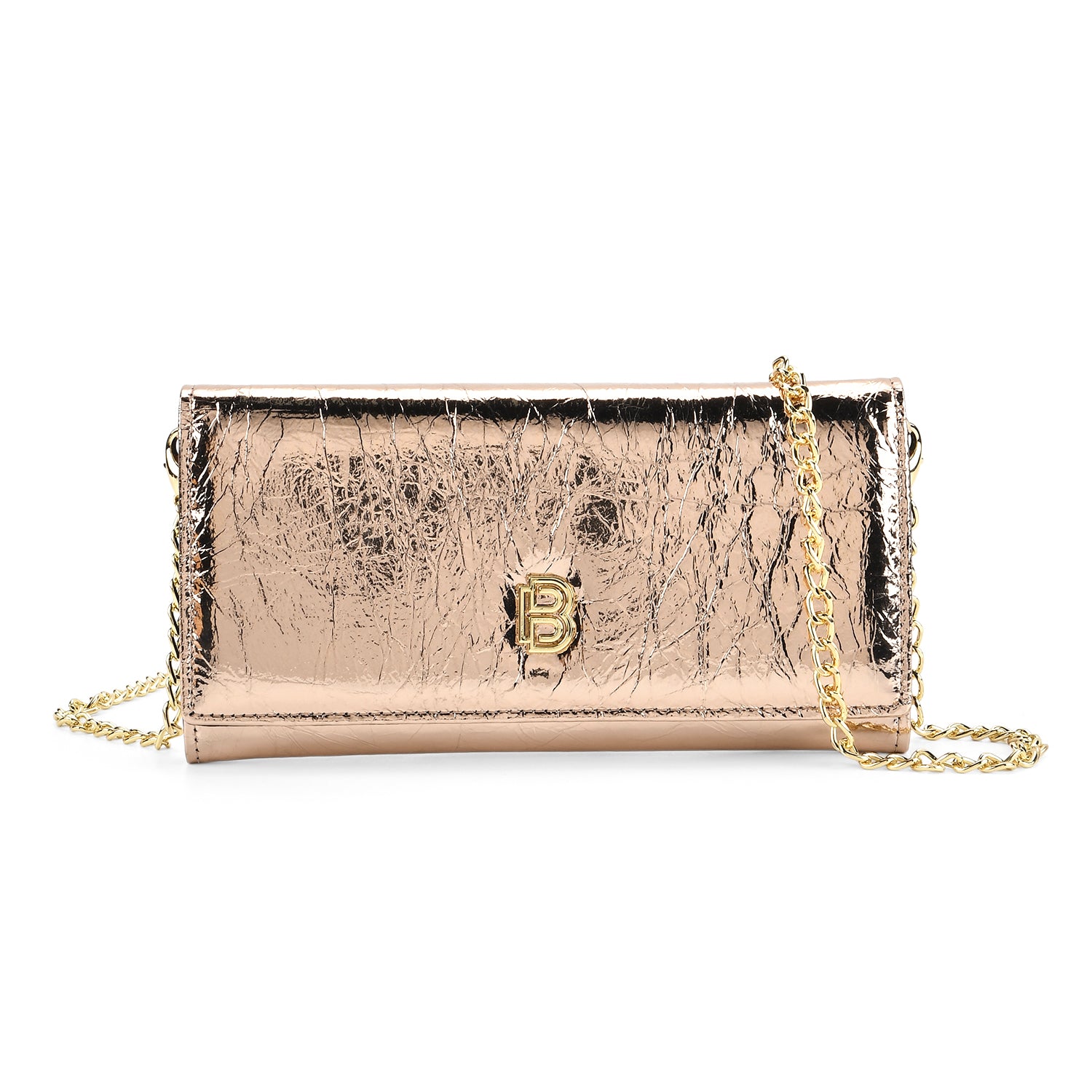 La Marey Signature Genuine Leather B Letterpress Clutch Bag with Long Chain V32521267 0