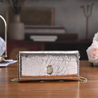 La Marey Signature Genuine Leather RFID Protected B Letterpress Clutch Bag with Long Chain - Metallic Rose Gold_8245162_1