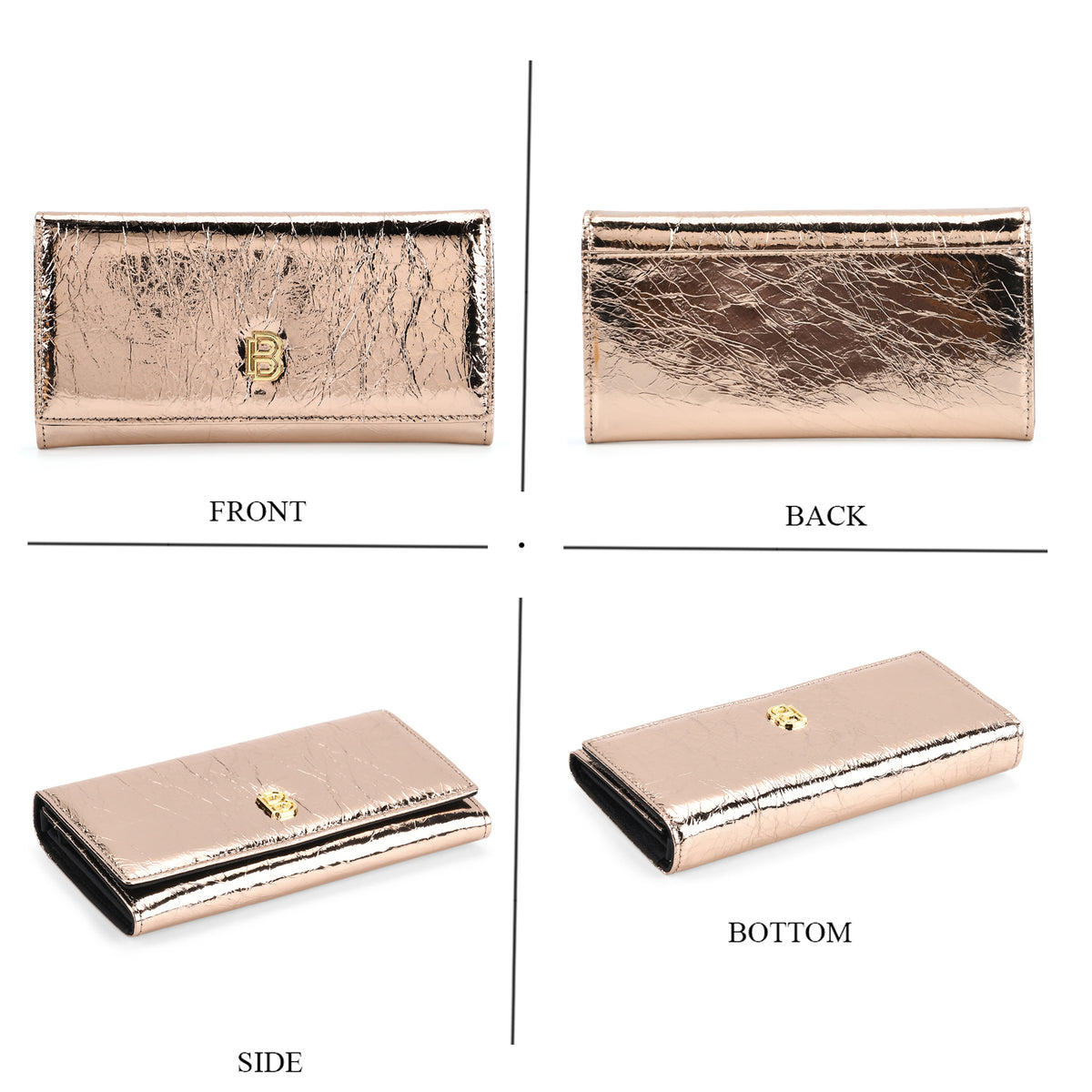 La Marey Signature Genuine Leather B Letterpress Clutch Bag with Long Chain V32521267 5