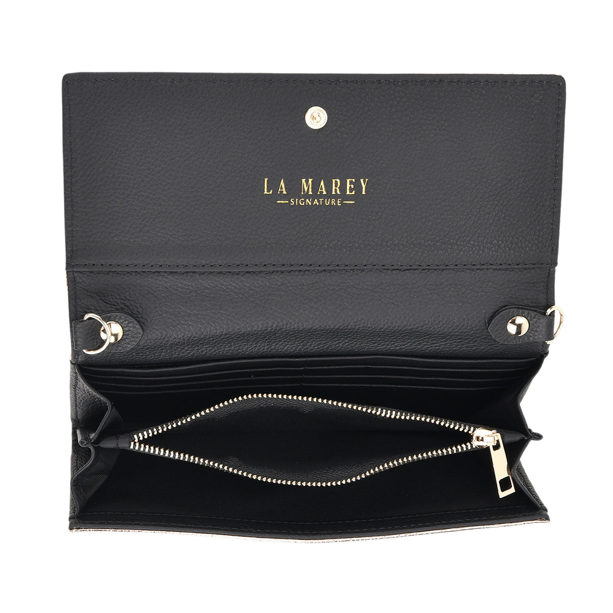 La Marey Signature Genuine Leather B Letterpress Clutch Bag with Long Chain V32521267 6