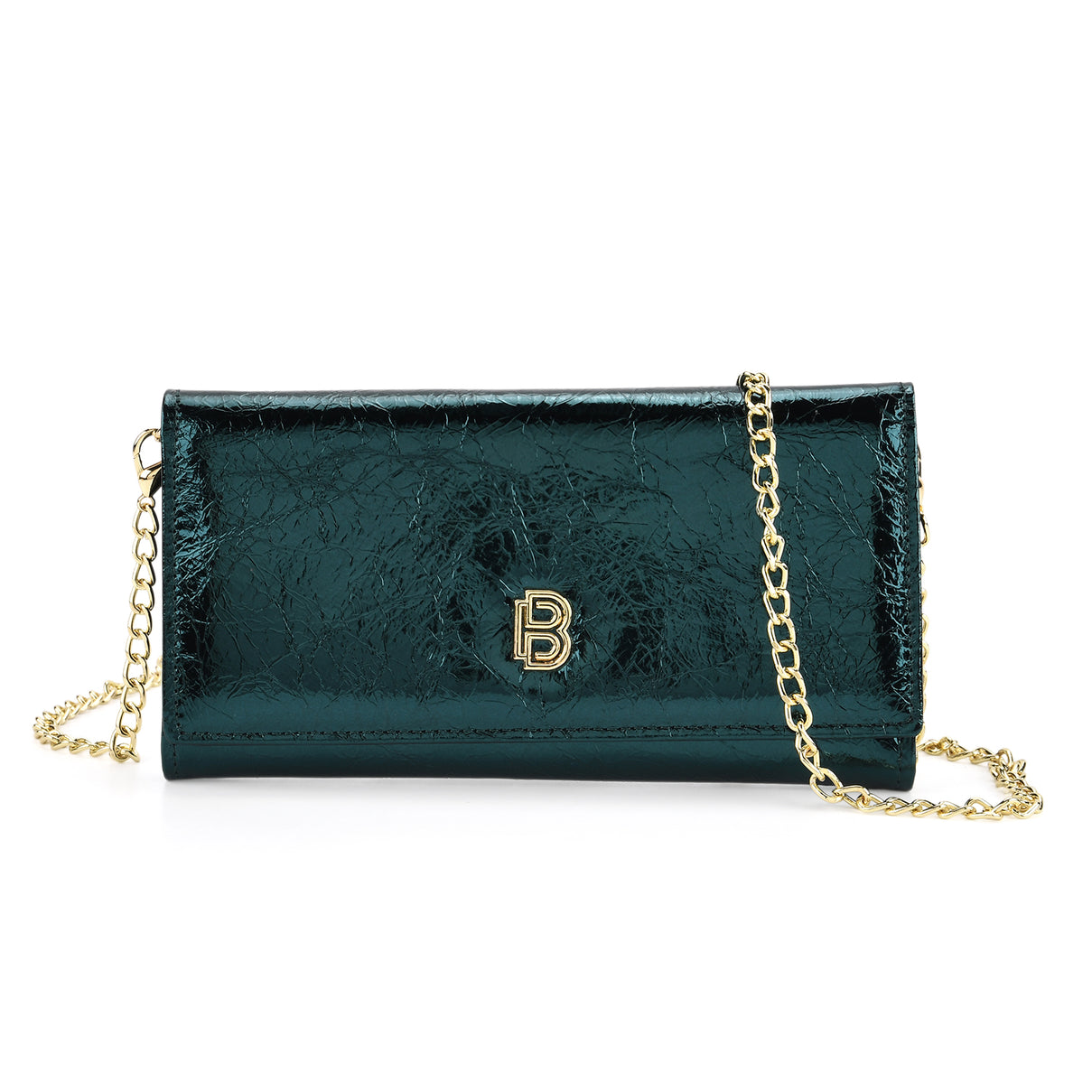 La Marey Signature Genuine Leather B Letterpress Clutch Bag with Long Chain V32534577 0