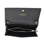La Marey Signature Genuine Leather RFID Protected B Letterpress Clutch Bag with Long Chain - Metallic Dark Teal_8245170_5