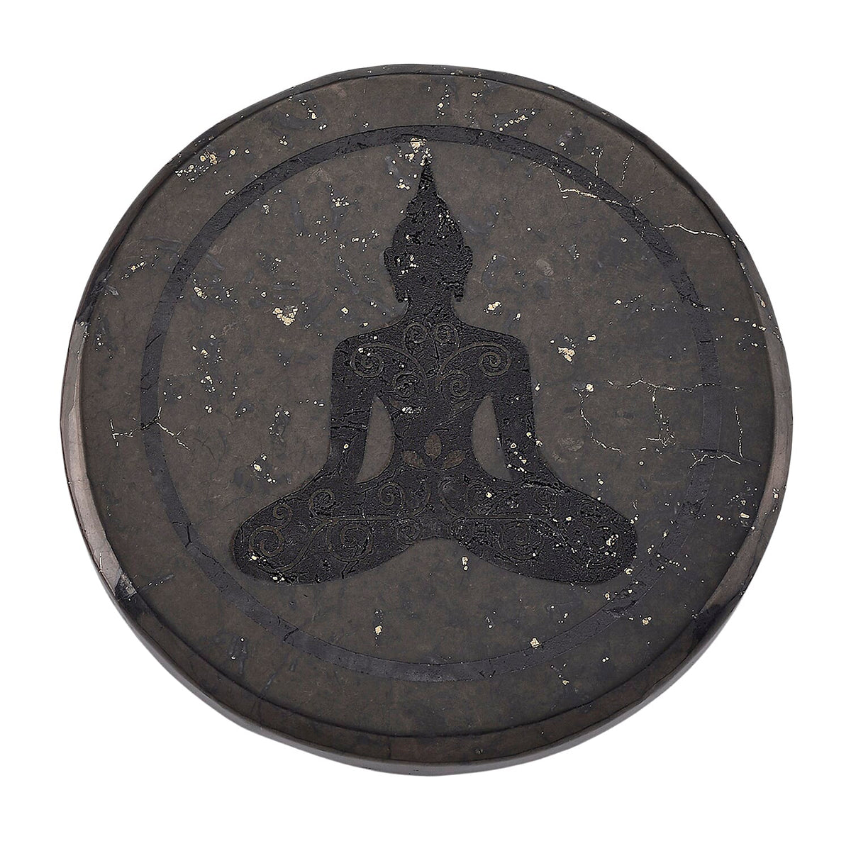 Natural Shungite Buddha Embossed Round Tile 910.00 Ct. 8245287 0
