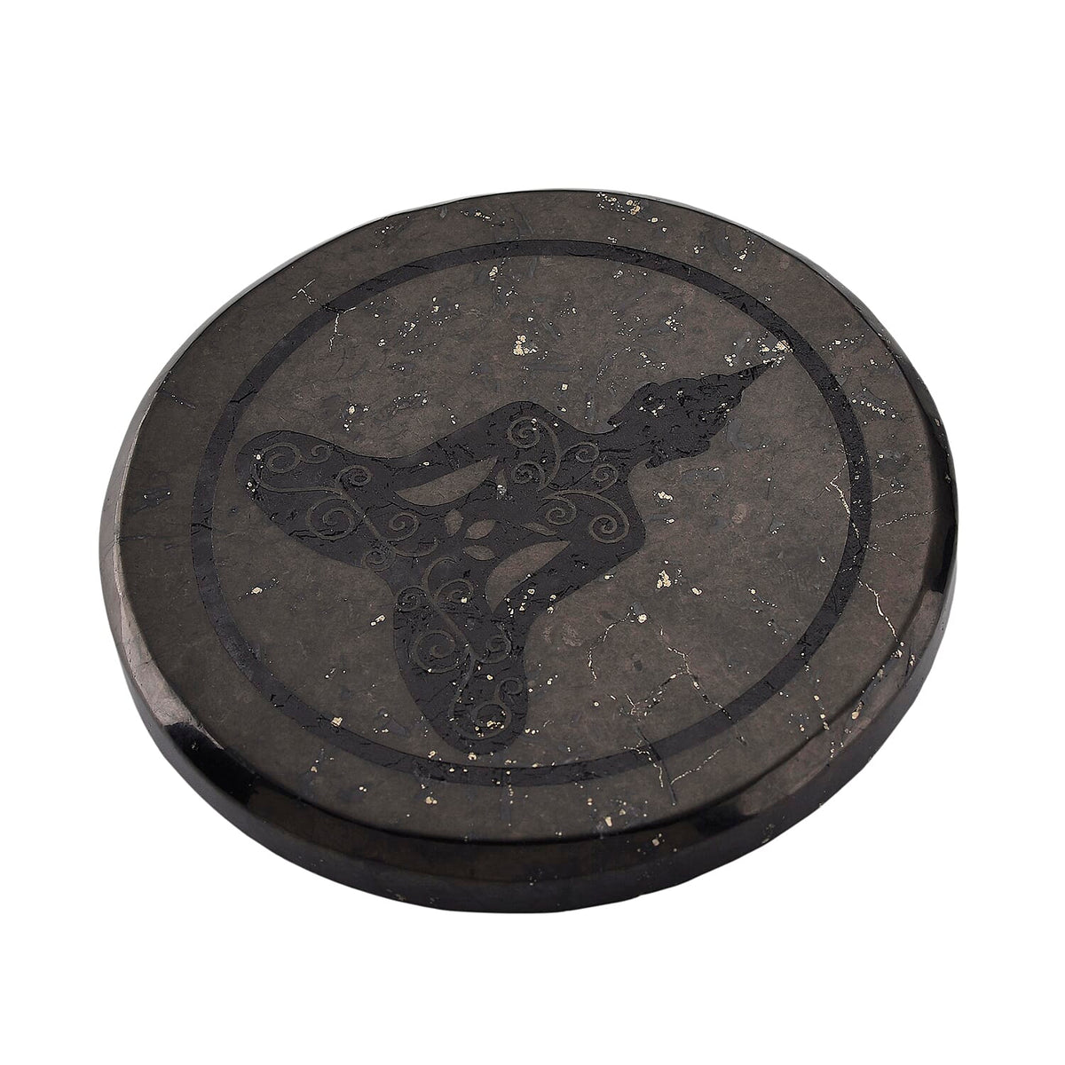 Natural Shungite Buddha Embossed Round Tile 910.00 Ct. 8245287 3