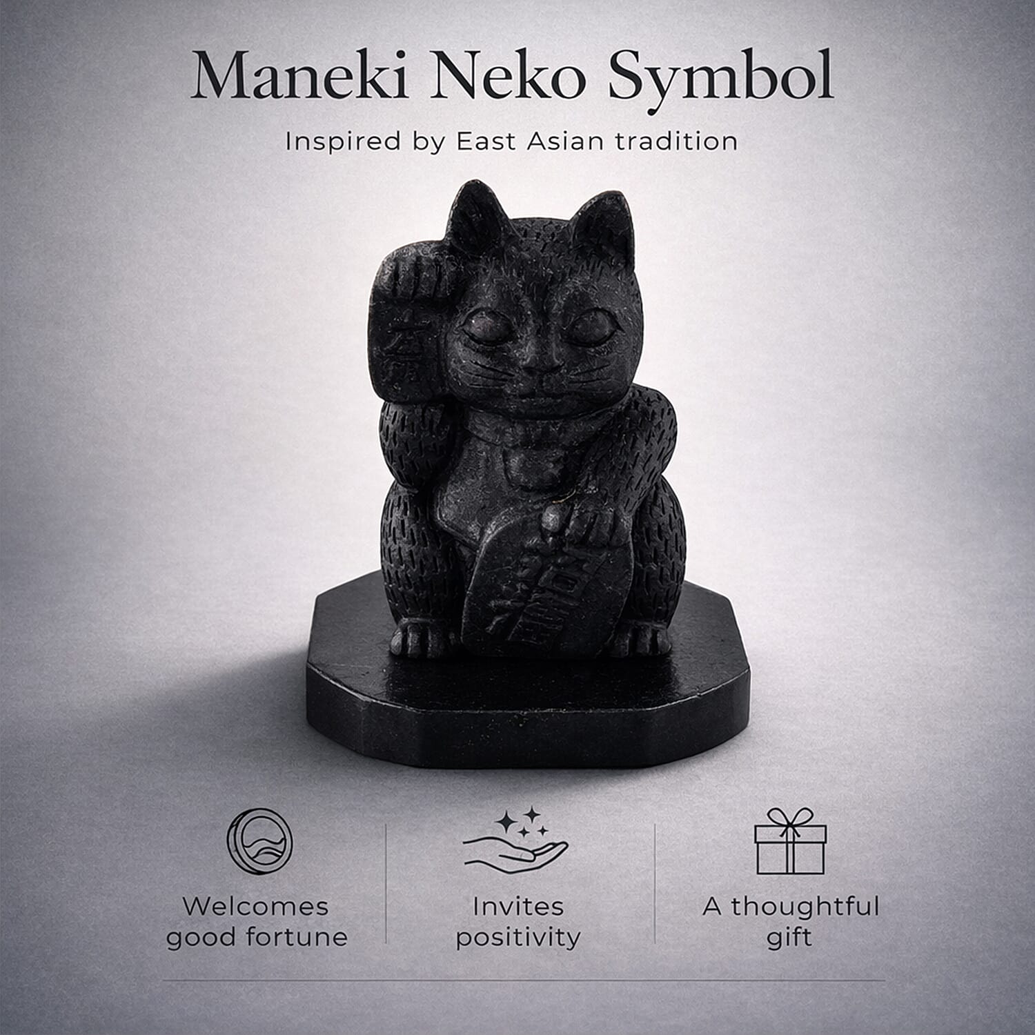 Natural Shungite Maneki Neko Lucky Cat Figurine 920.00 Ct. 8245310 3